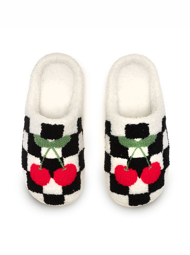 Cherry Fuzzy Slipper Sock (Women's 5 - 12)