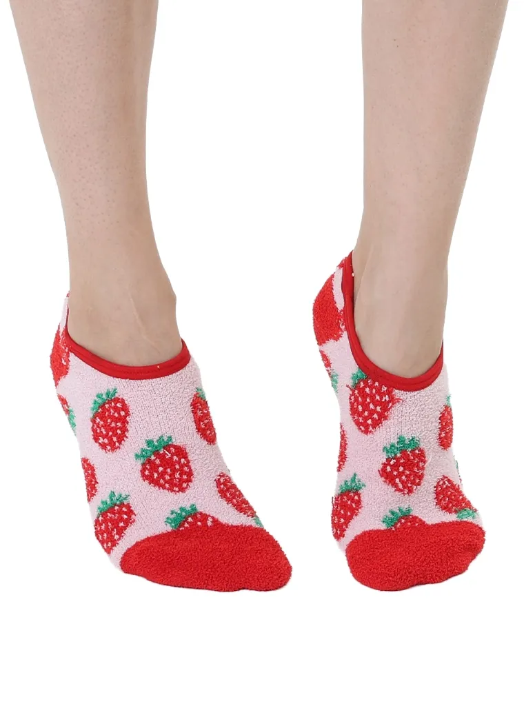 Strawberry Fuzzy Slipper Sock (Women's 5 - 12)