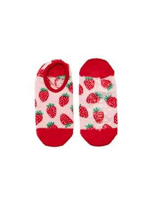 Strawberry Fuzzy Slipper Sock (Women's 5 - 12)