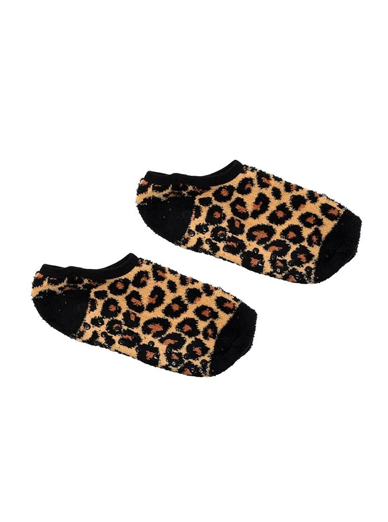Animal Print Fuzzy Slipper Sock (Women's 5 - 12)