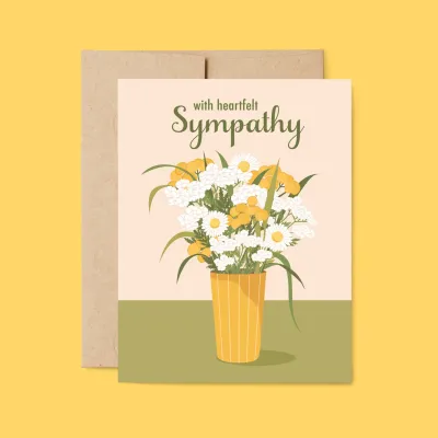 Heartfelt Sympathy - Flowers in Vase Greeting Card