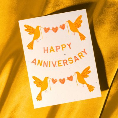 Anniversary Birds - Risograph Card