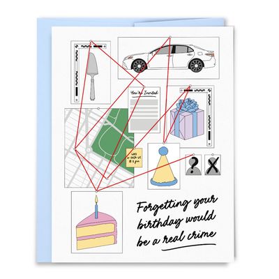 Detective Board, Be a Real Crime, Birthday Card