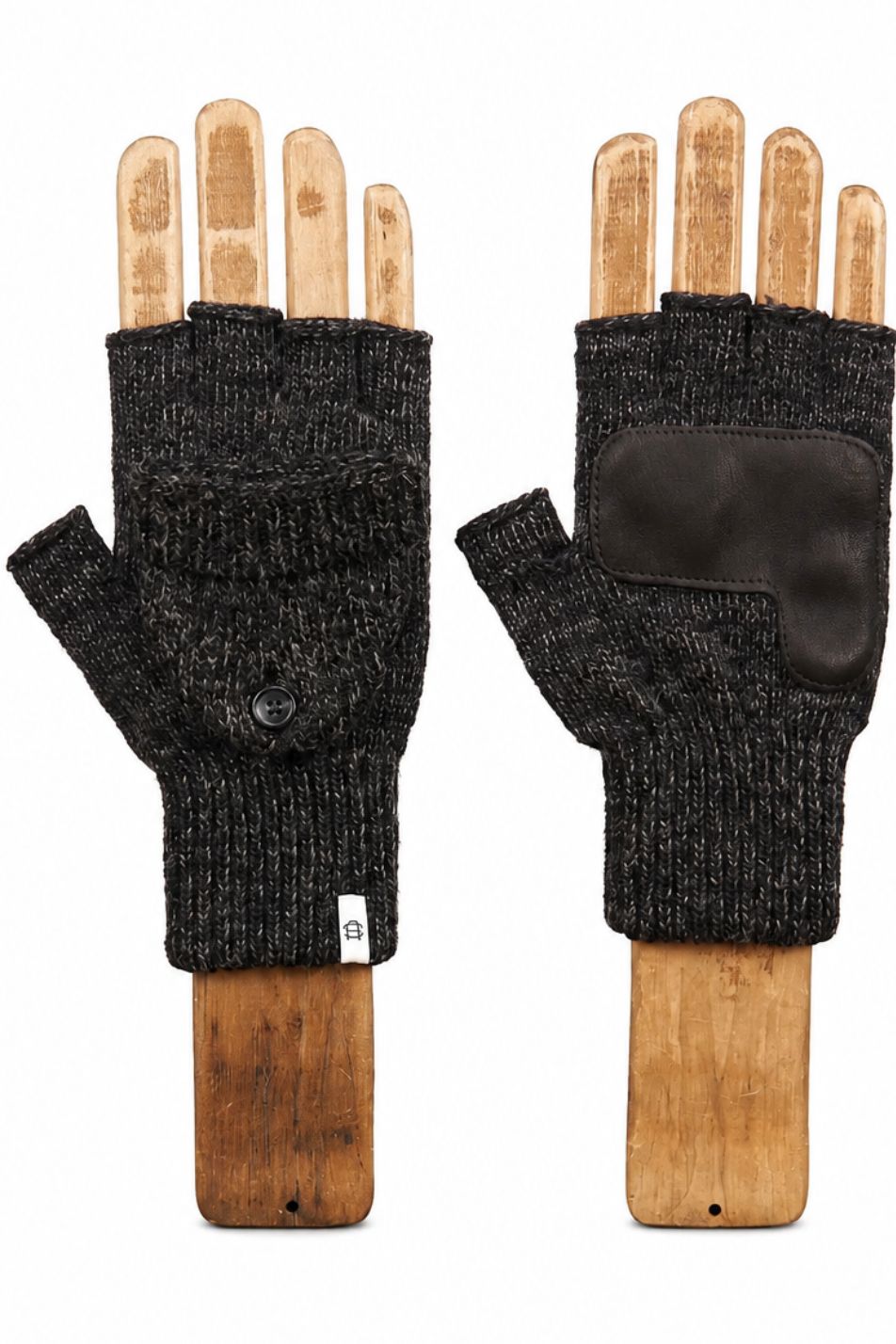Upcycled Melange Convertible Fingerless Deerskin Glomitt