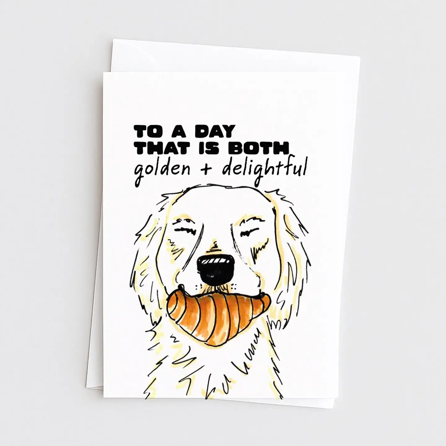 Golden &amp; Delightful - Dog and Food Pun Birthday Card