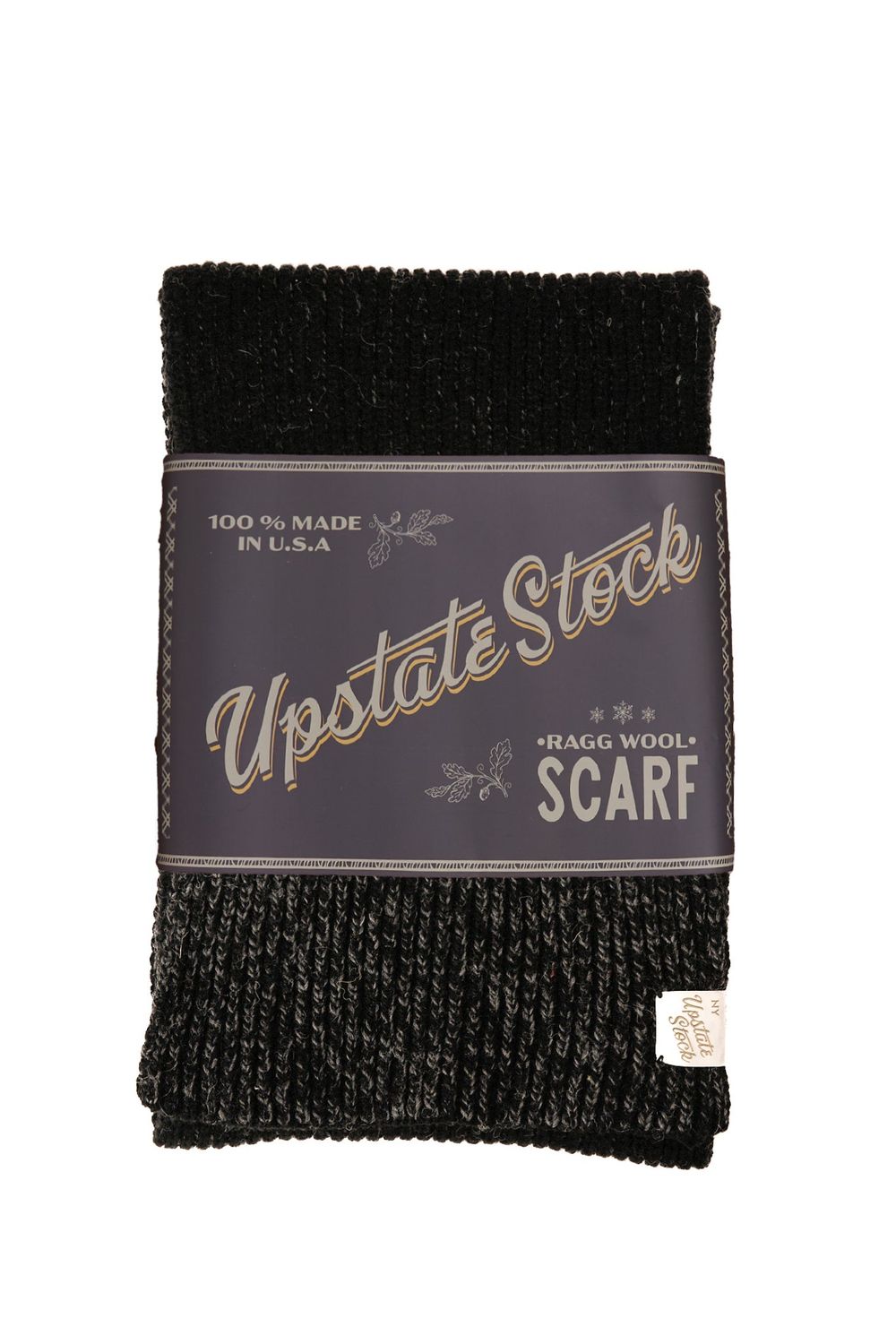 Upcycled Wool Black Melange Ragg Scarf