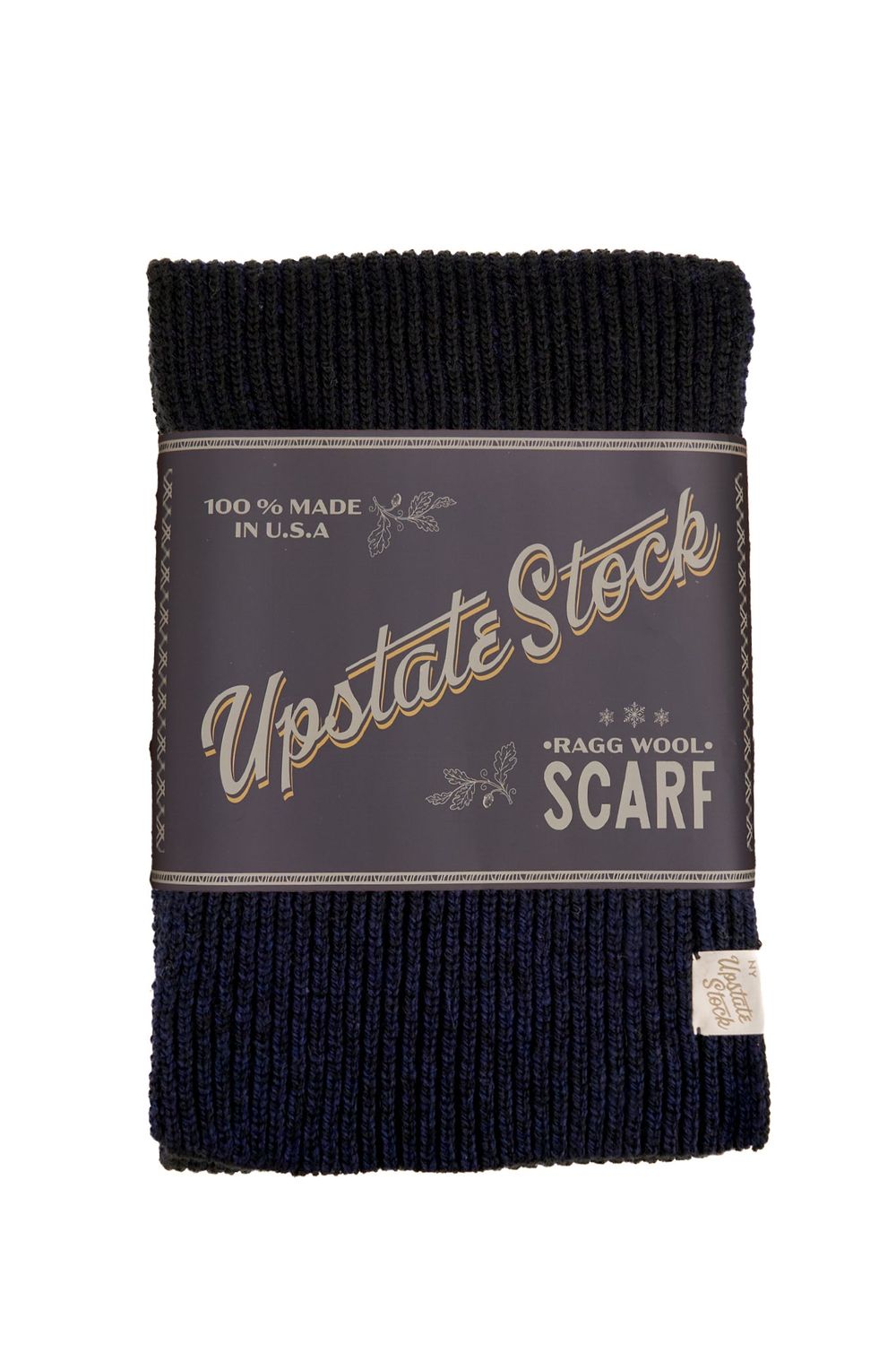 Upcycled Wool Navy Melange Ragg Scarf