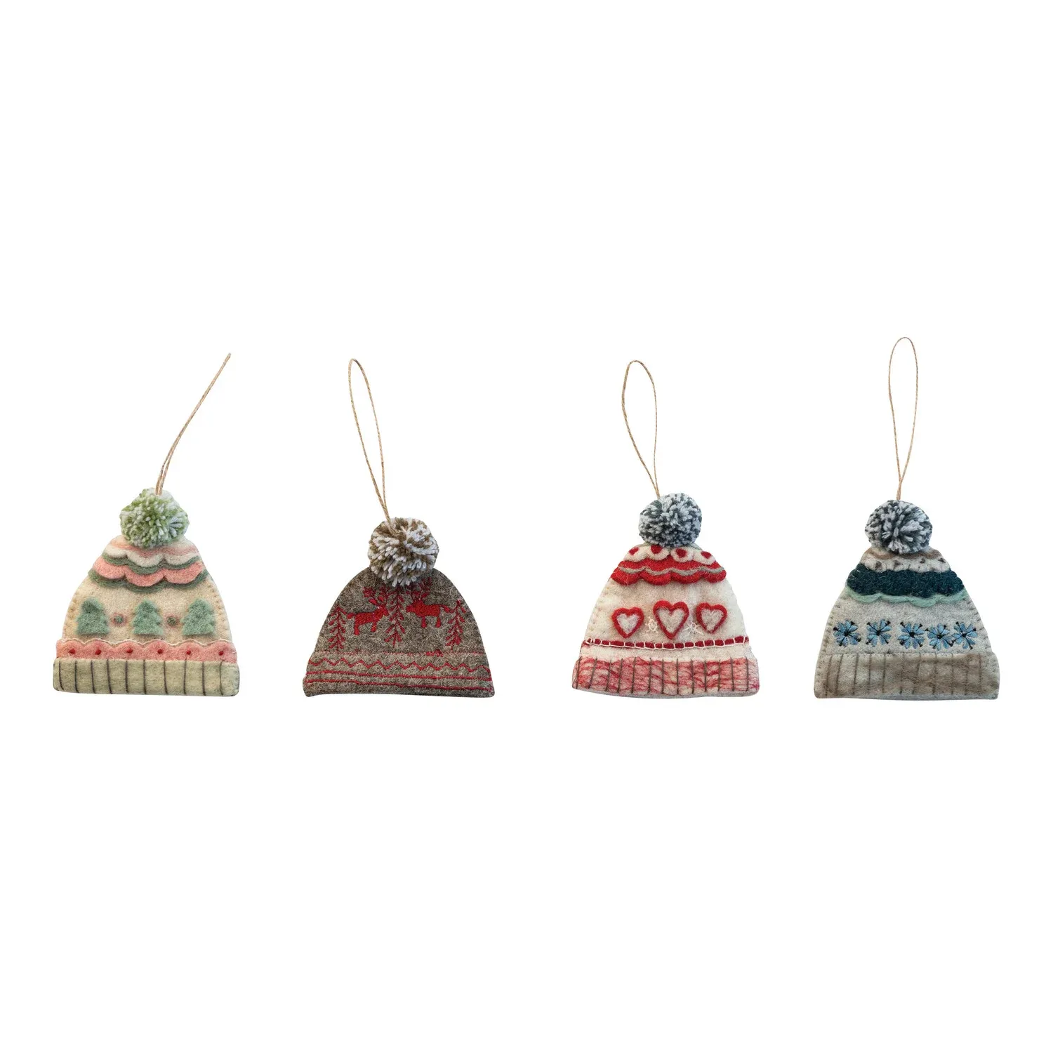Handmade Wool Felt Hat Ornament w Pom Pom