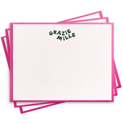 Grazie Mille Flat Note - Letterpress Set of 8 Stationery
