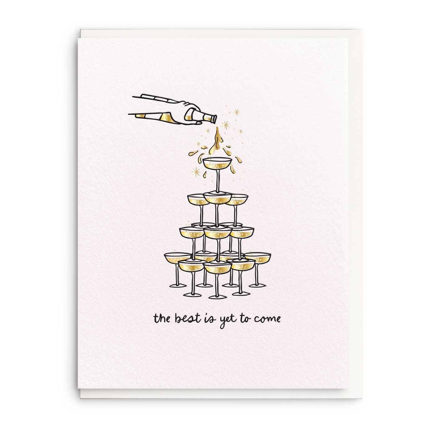 Champagne Tower, Letterpress and Foil Wedding Greeting Card