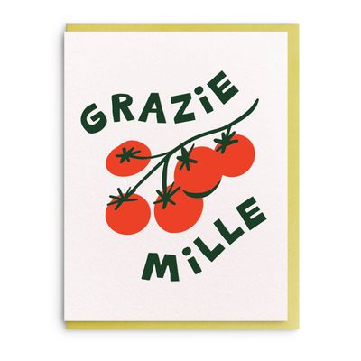 Grazie Mille, Letterpress Thank You Greeting Card
