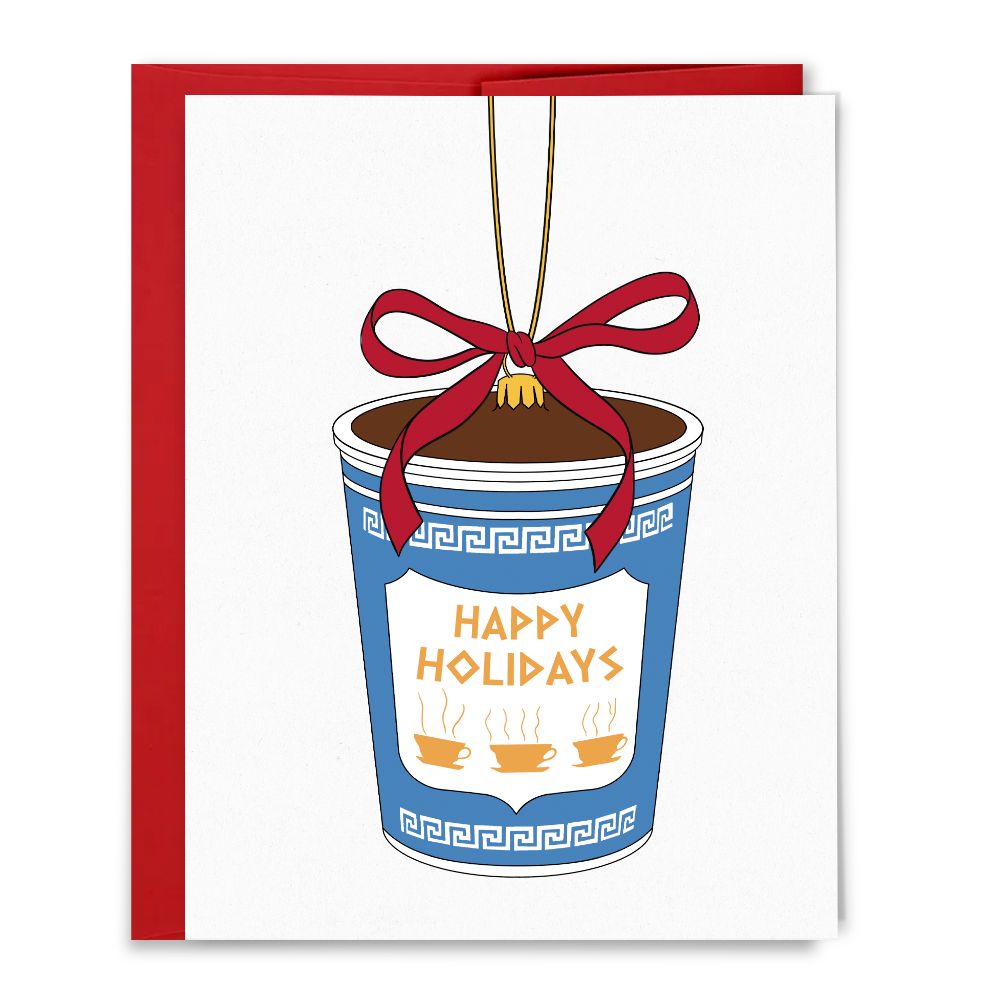 Happy Holidays Coffee Cup Ornament Christmas Card