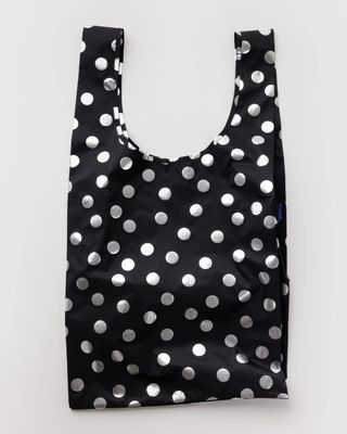 Reusable Bag Big Silver Metallic Polka Dot