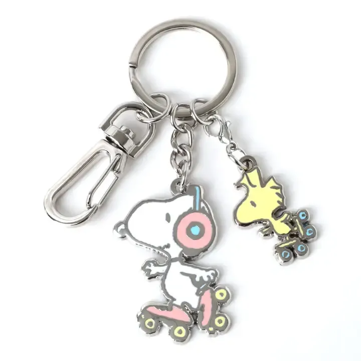Snoopy &amp; Woodstock Roller Skating Keyclip