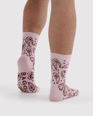 Crew Socks Paisley Pink