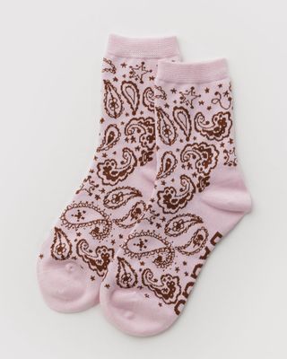 Crew Socks Paisley Pink