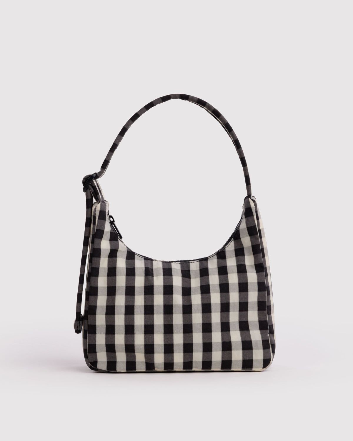 Mini Nylon Shoulder Bag Black &amp; Cream Gingham