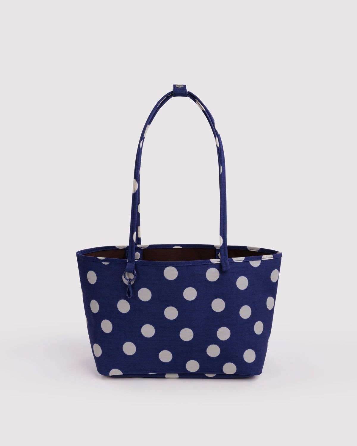 Medium Nylon Reversible Tote Navy Polka Dot Mix