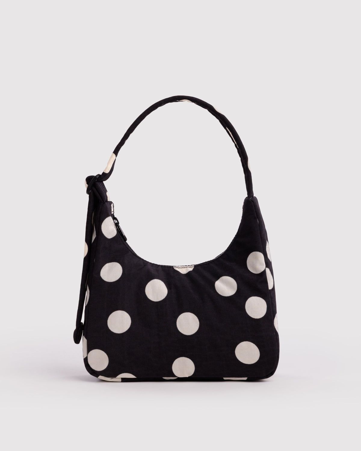 Mini Nylon Shoulder Bag Black &amp; Cream Polka Dot