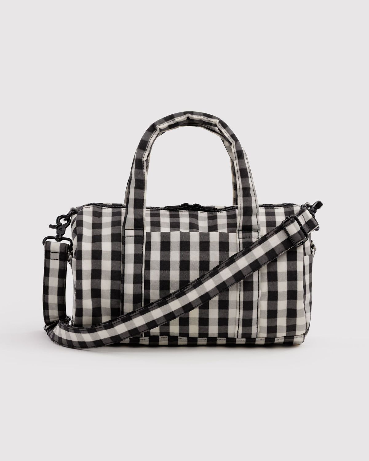Nylon Duﬄe Bag Black &amp; Cream Gingham