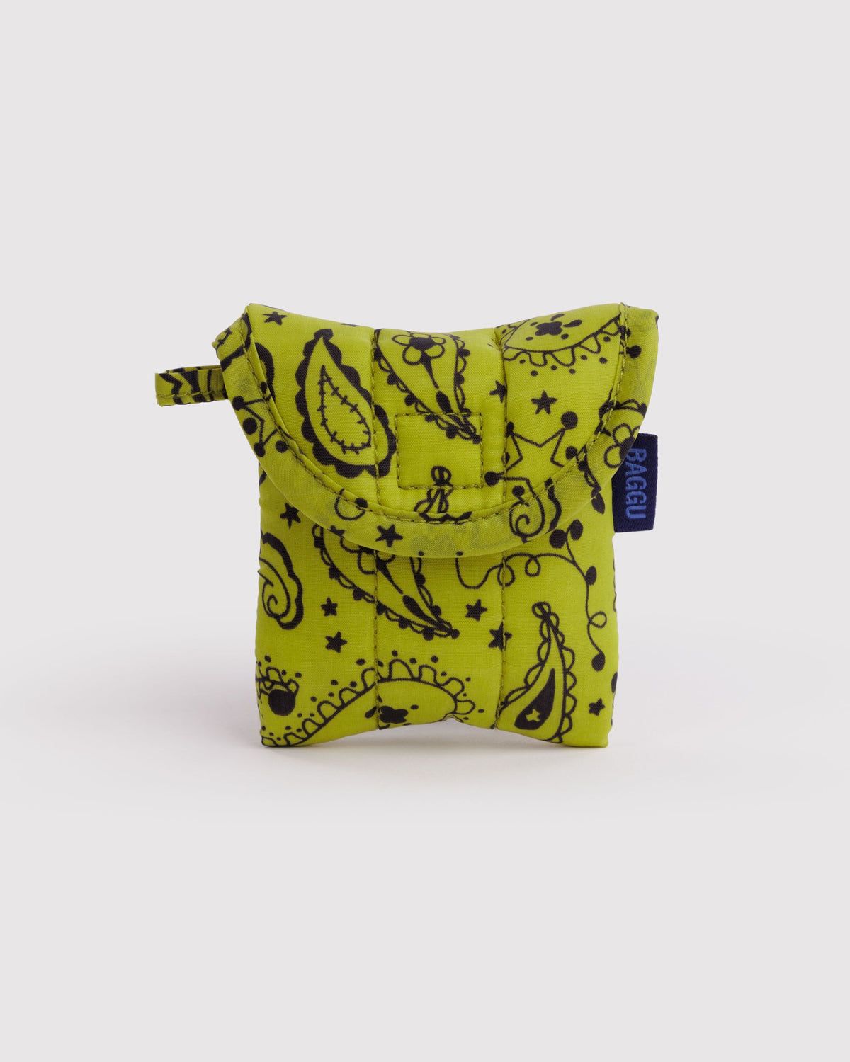 Puffy Earbuds Case Chartreuse Paisley
