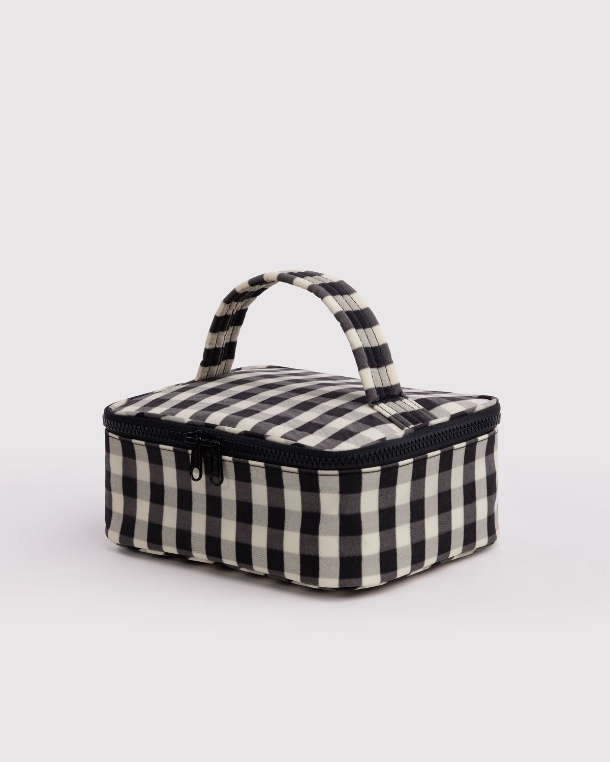 Small Cosmetic Case Black &amp; Cream Gingham