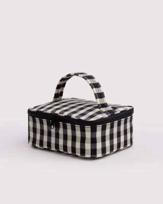 Small Cosmetic Case Black &amp; Cream Gingham