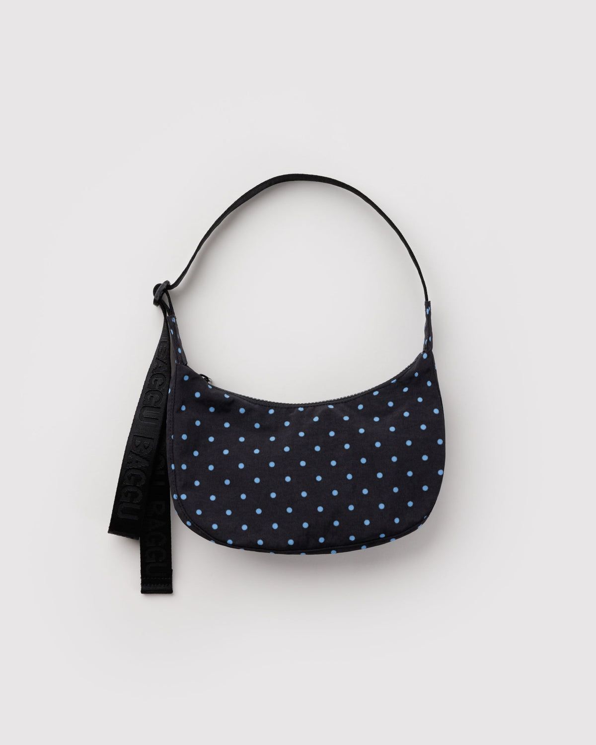 Small Nylon Crescent Bag Black &amp; Sky Blue Micro Dot