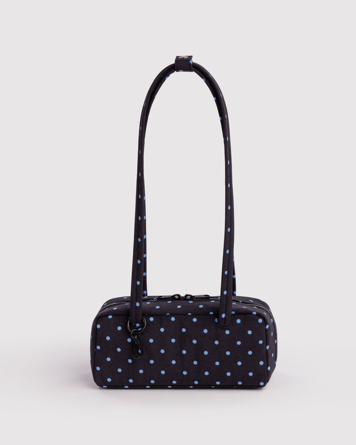Small Nylon Bowler Bag Black &amp; Sky Blue Micro Dot