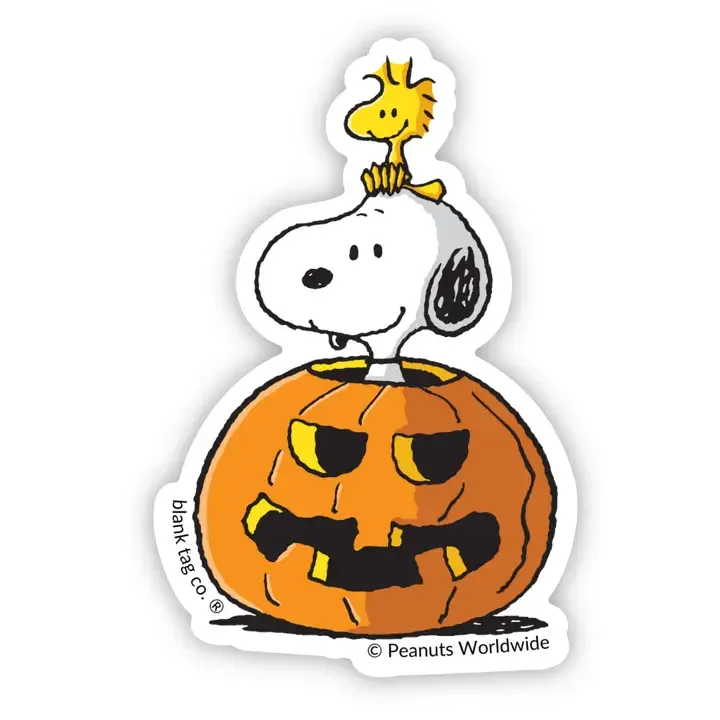 Snoopy and Woodstock Pumpkin Peanuts® Waterproof Sticker