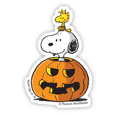 Snoopy and Woodstock Pumpkin Peanuts® Waterproof Sticker