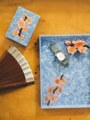 Cherry Blossom Inlay Hairloom Tray