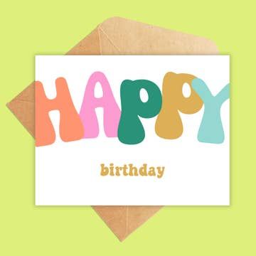 Big Bubble Letters Happy Birthday Card