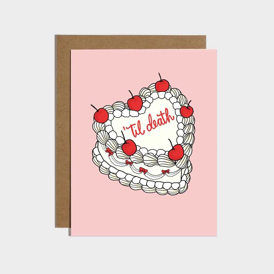 'til Death Do Us Part Vintage Cake Card