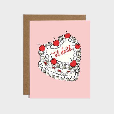 'til Death Do Us Part Vintage Cake Card