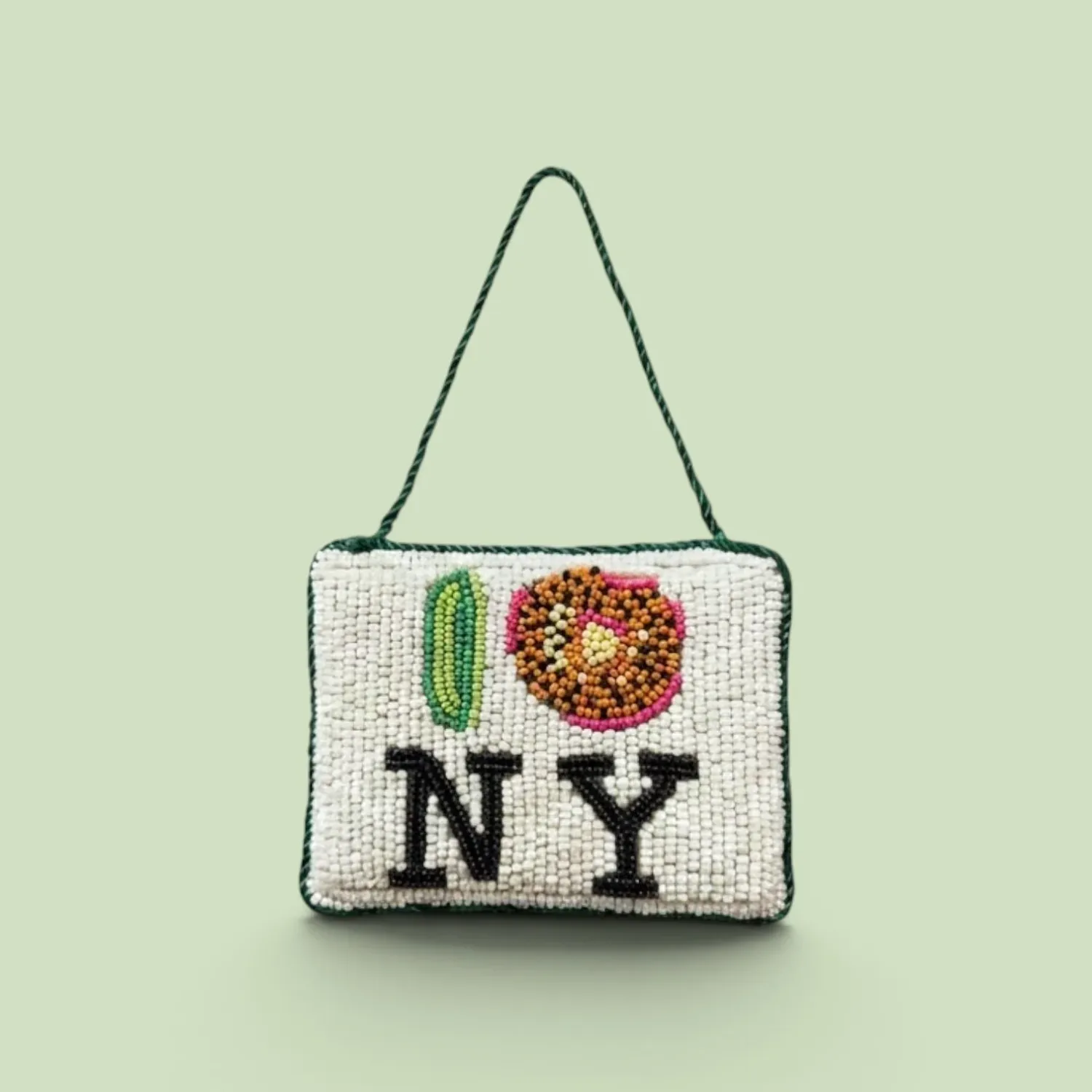 Pickle Bagel NY Beaded Ornament
