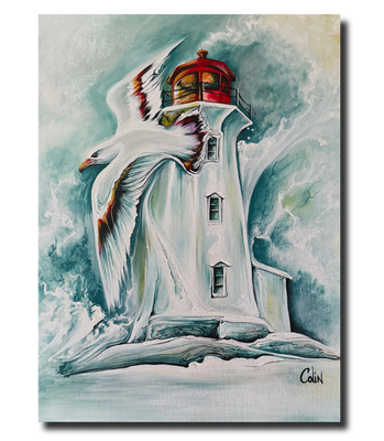 Seagull at Peggy's Cove Lighthouse