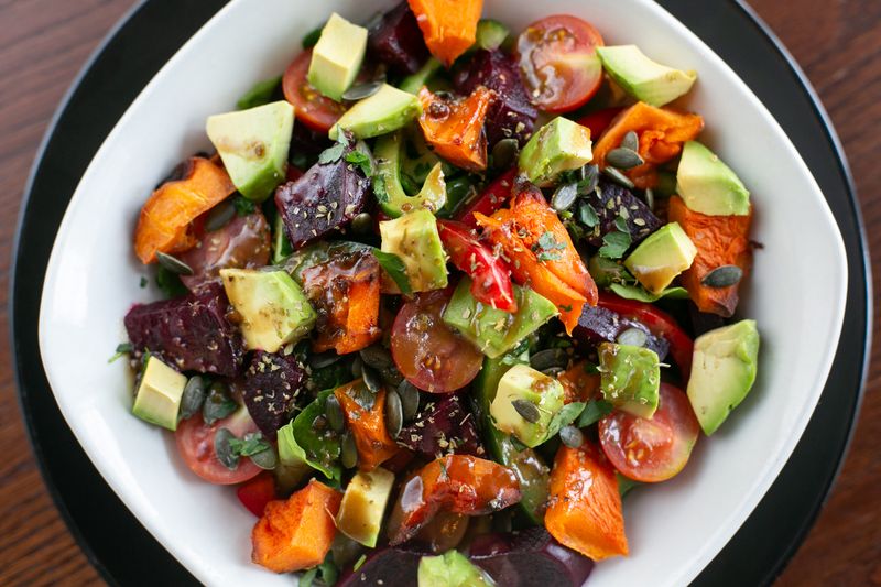 roasted butternut, beetroot &amp; avo salad