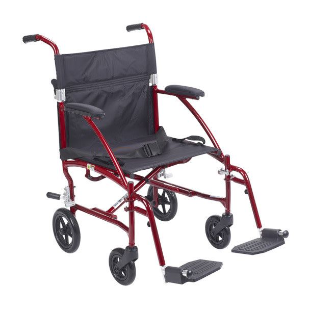Fly-Lite Aluminum Transport Chair -Burgundy Frame