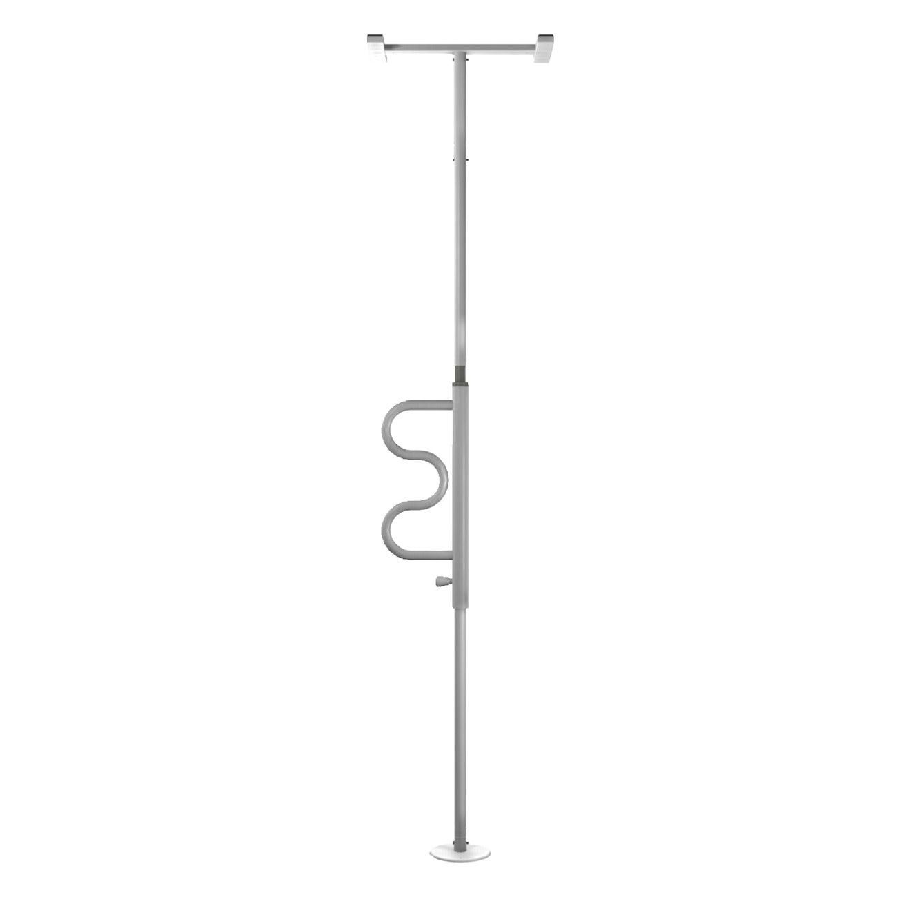 Security Pole &amp; Curve Grab Bar-White - Ground to Ceiling