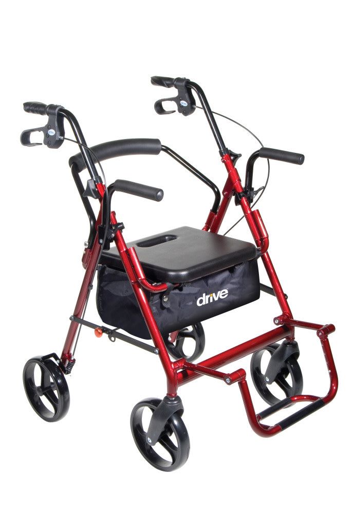 Duet Rollator / Transport Chair - Burgundy