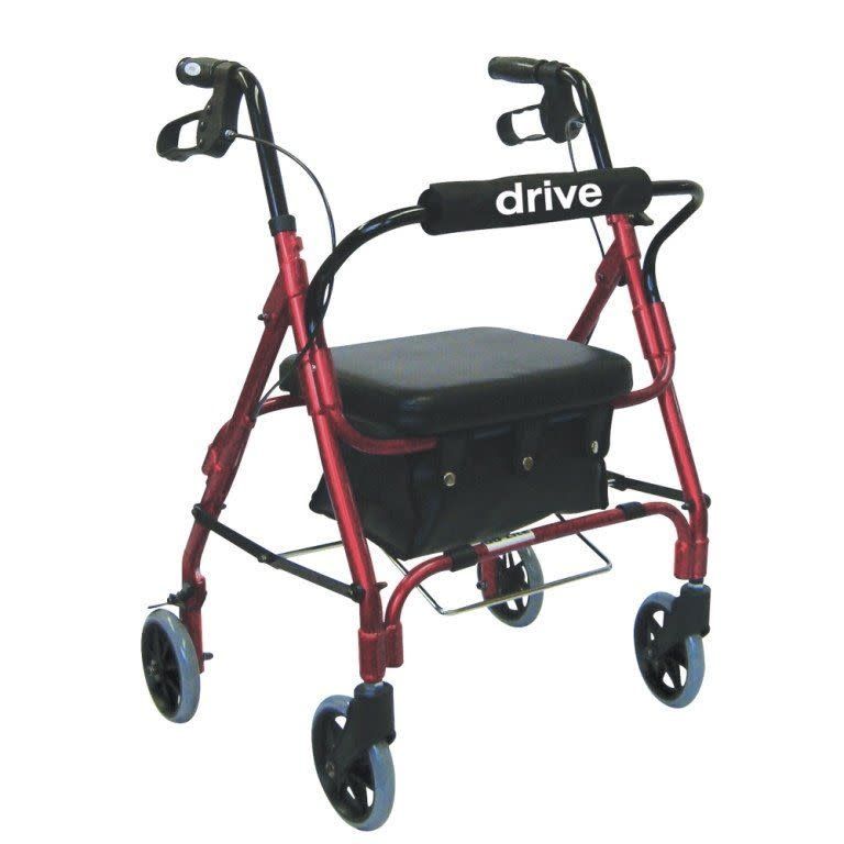Junior Aluminum Rollator - Red - 6&quot; Castors