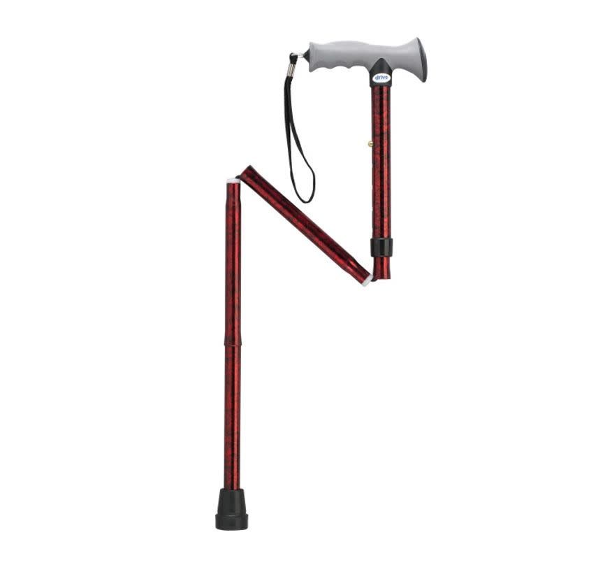 Aluminum Folding Cane with Gel Grip - Red Crackle
