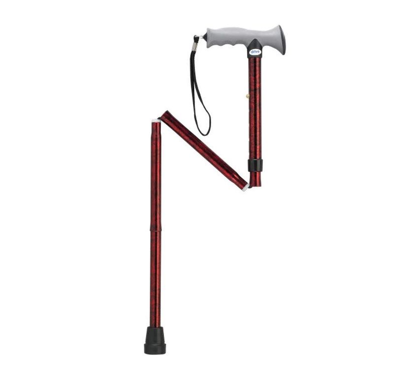 Aluminum Folding Cane with Gel Grip - Red Crackle