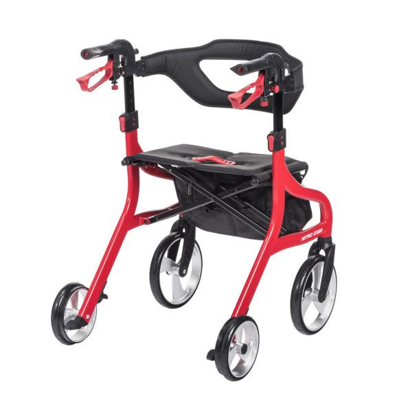 Nitro Sprint Rollator - Hemi Size - Red - Including Cup and Cellphone holders