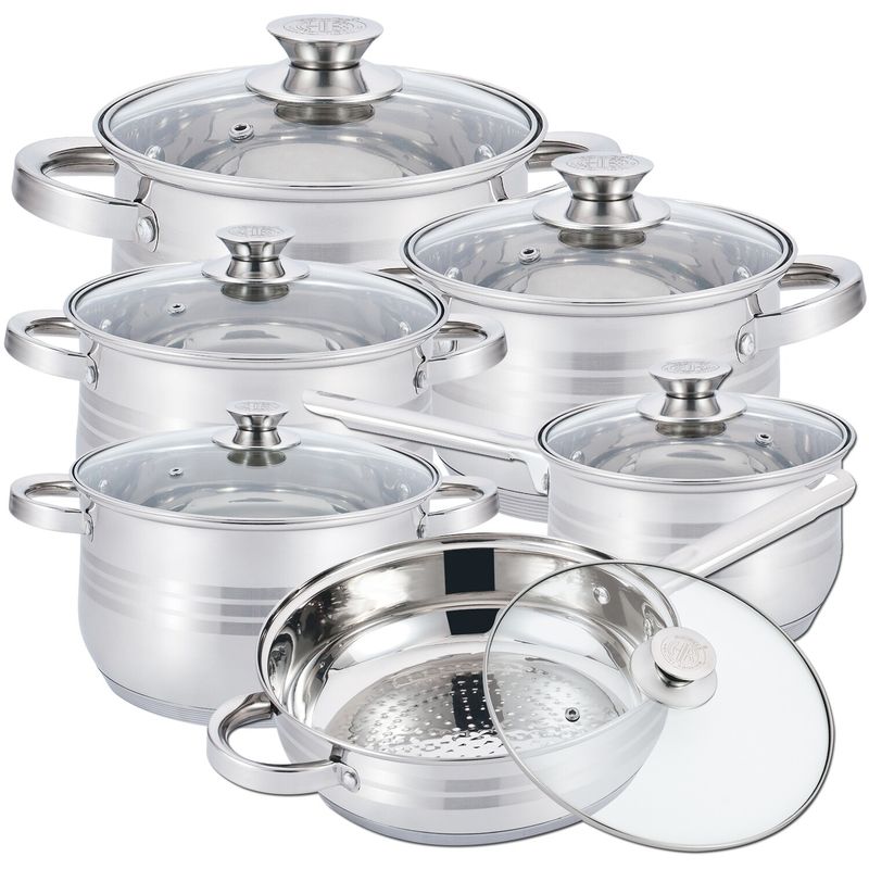 Batterie de cuisine 12 pièces en acier inoxydable