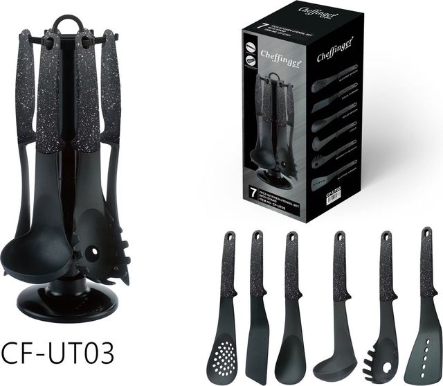 7 Pièces Ustensile Set avec support rotatif