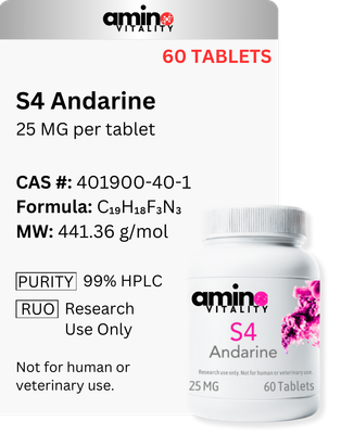 S4 Andarine 25 mg x 60 Tablets, 1500 mg Total