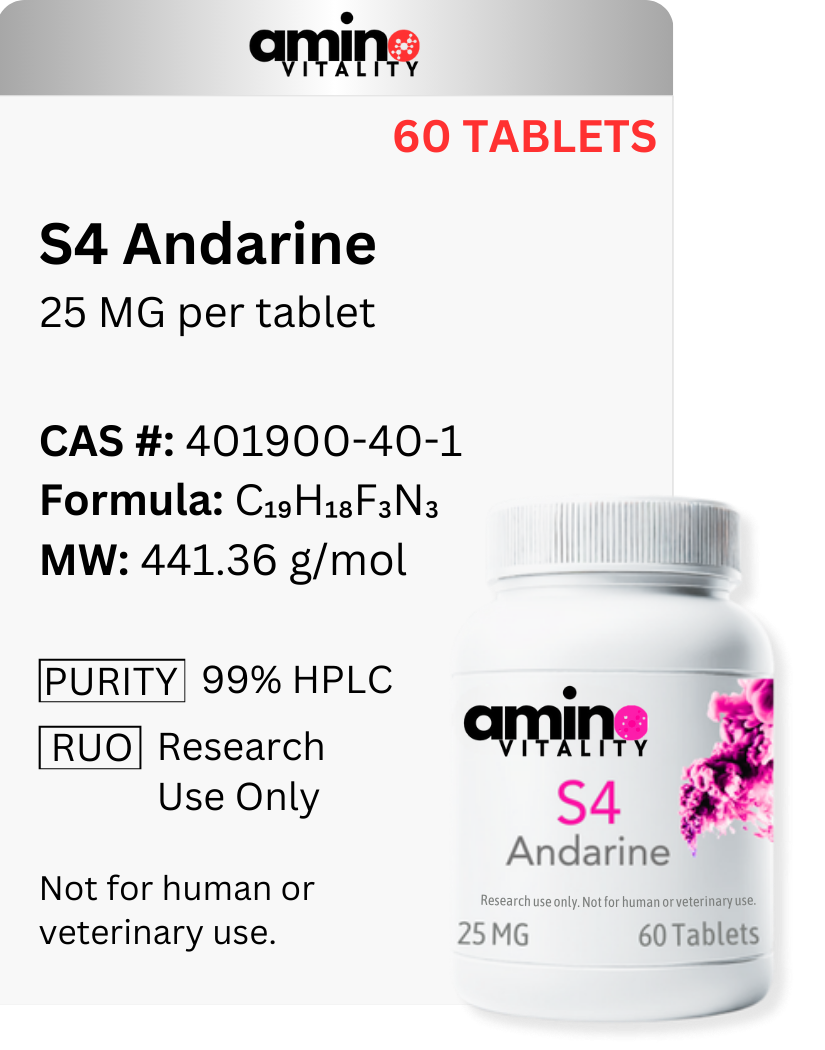S4 Andarine 25 mg x 60 Tablets, 1500 mg Total