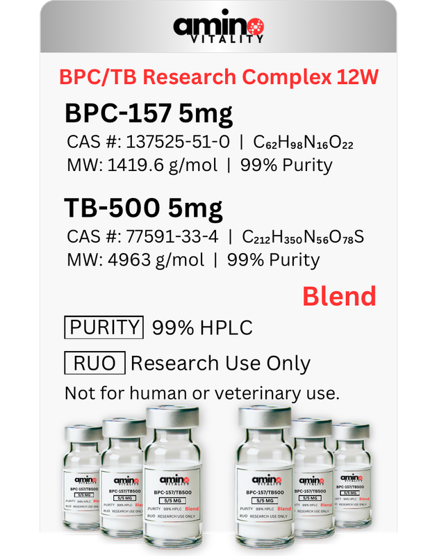 BPC/TB 12W RESEARCH COMPLEX - (6) BPC-157 / TB-500 10 MG BLEND, 60 MG TOTAL